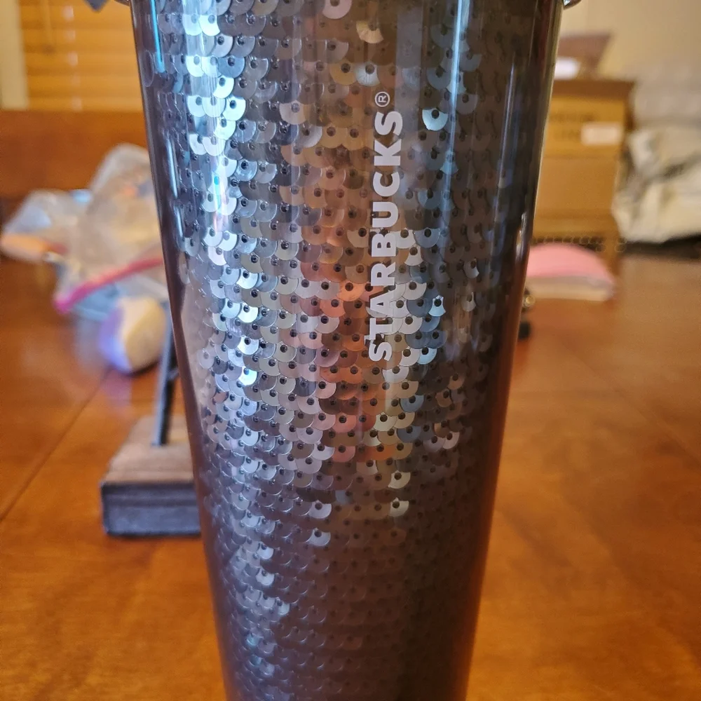 Starbucks Black Sequined 24oz Cold Cup Tumbler